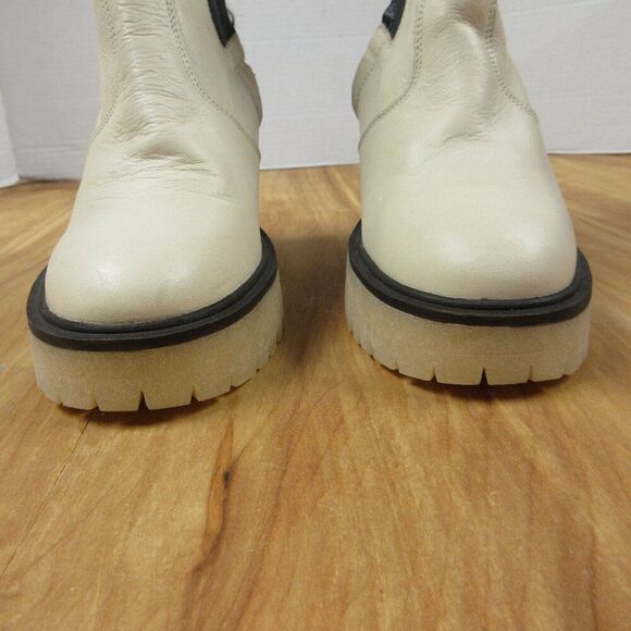 FREE PEOPLE James Chelsea Leather Boots Sz EU 36/US 5.5-6 Bone White Booties NWT - Picture 2 of 16